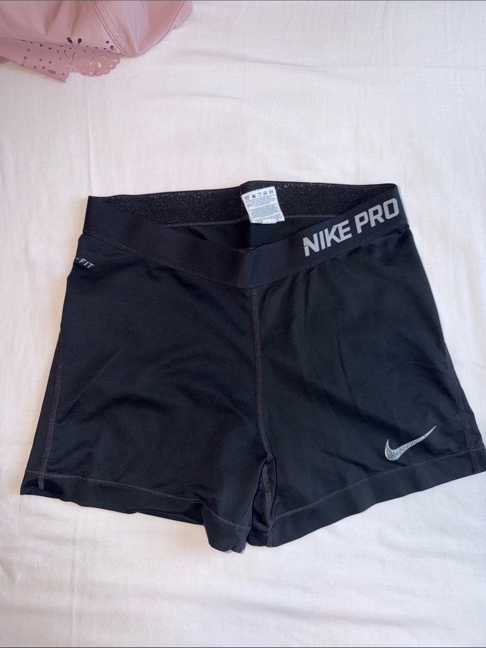 Nike Pro Black Women's Athletic Compression Shorts with Reflective Swoosh